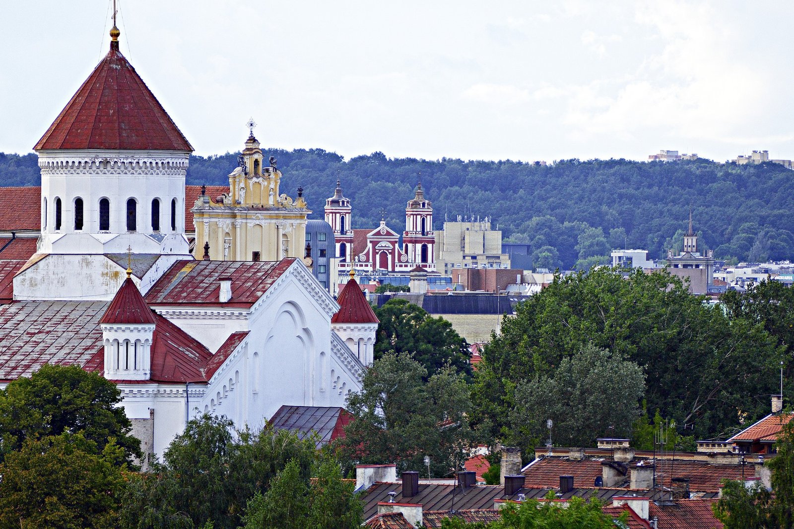 Vue panoramique sur Vilnius avec ses toits rouges, ses églises baroques et la verdure environnante