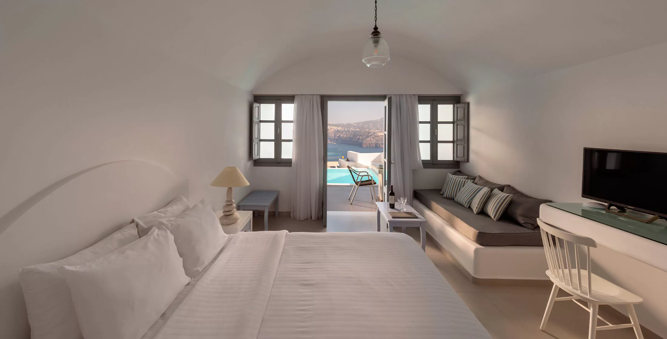 Intérieur d'une chambre, Maison des Lys, Santorin